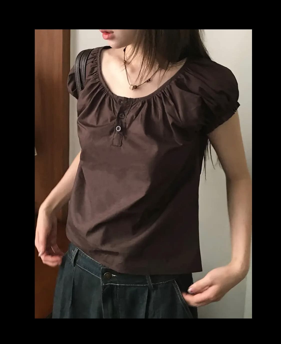 빈티지 브라운 블라우스 상품이미지1