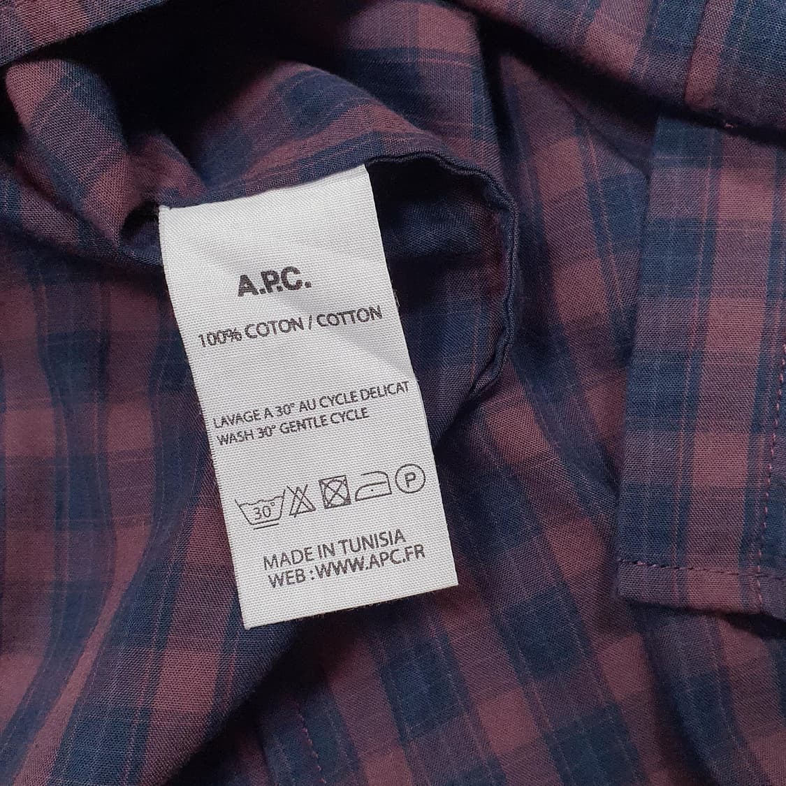 (A.P.C.) 아페쎄 톤다운 차이나 카라 코튼 체크 셔츠 xs 상품이미지5