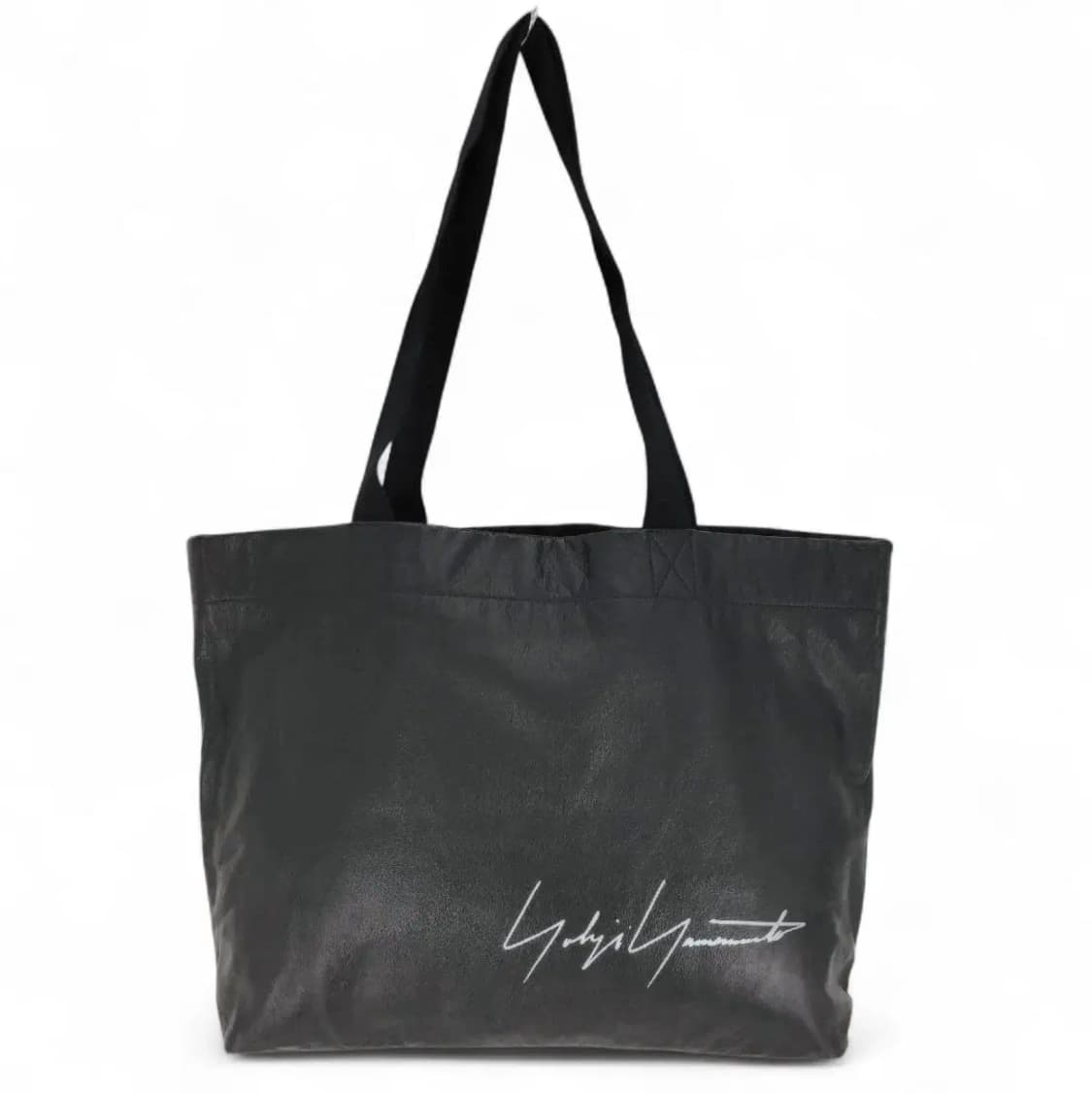 요지 야마모토 카우레더 레터링 토트백 상품이미지1