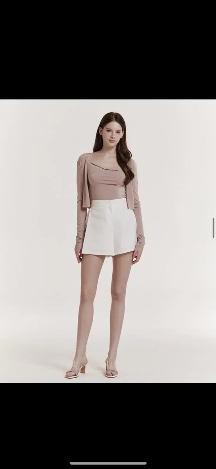 그레이스유 조조 슬리브리스 탑, 가디건 세트 - 베이지 상품이미지1