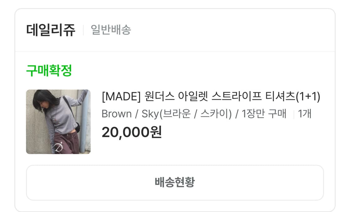 데일리쥬- 원더스 아일렛 스트라이프 티셔츠(브라운스카이) 상품이미지2