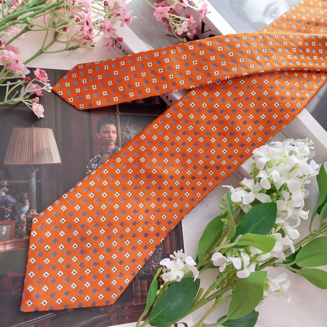 제냐 실크 마이크로 스퀘어 패턴 넥타이 9.8cm A+~A등급 K2274 상품이미지2