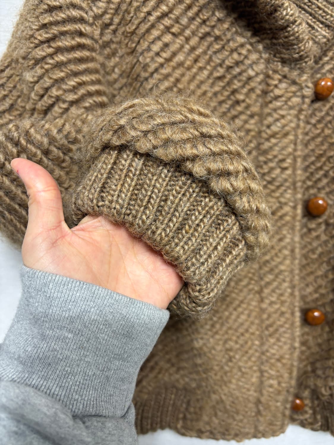 90s 버버리 케이블 헤비 울 가디건 44 상품이미지3