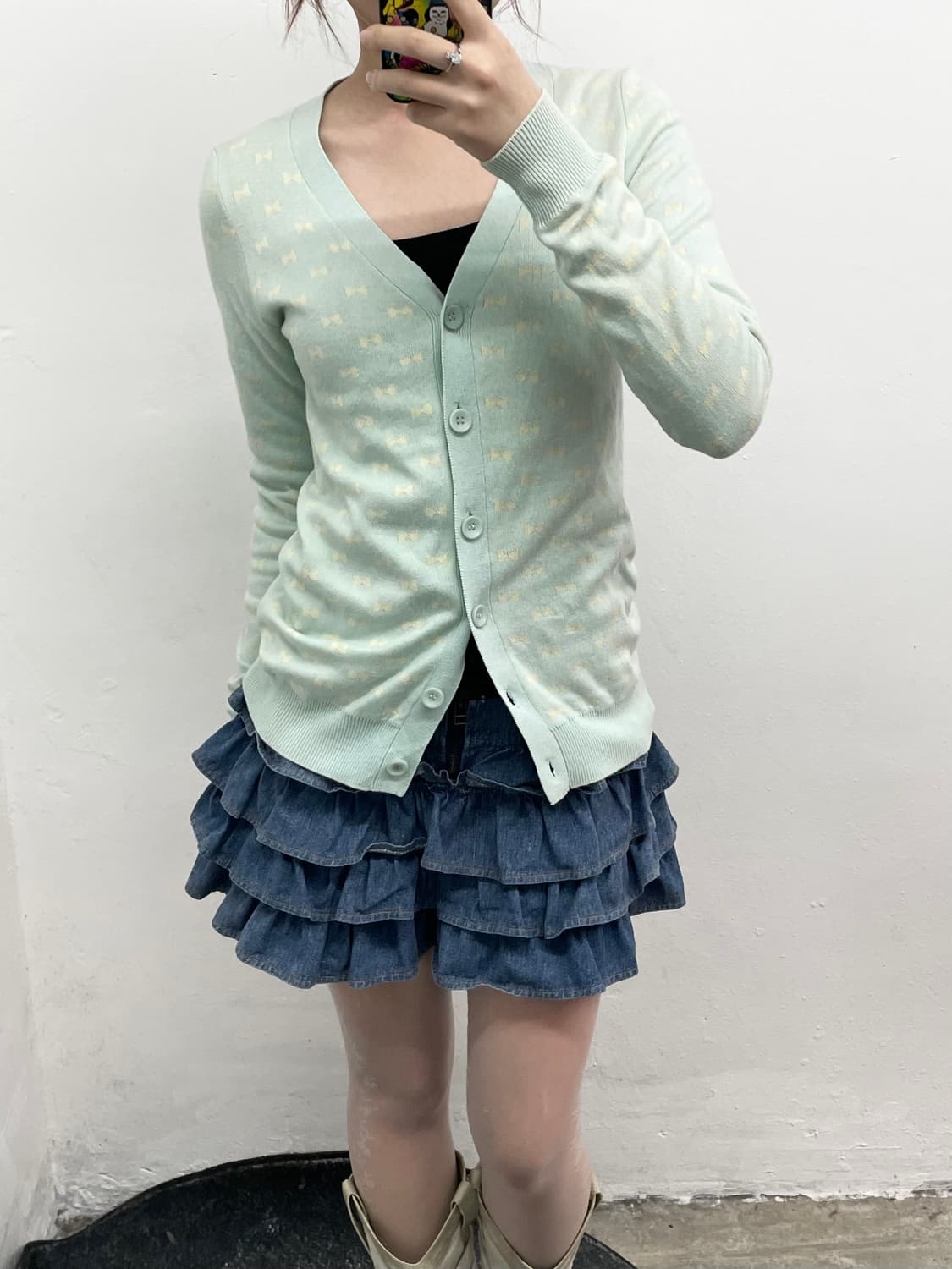 민트코어 키치 리본 가디건🎀 상품이미지3