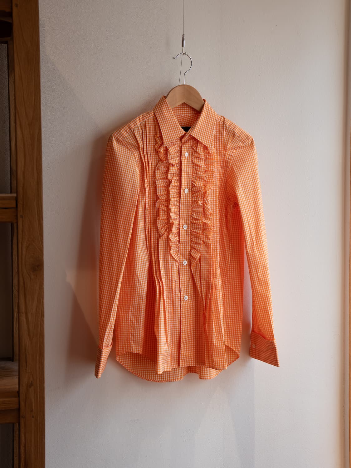 꼼데가르송 트리콧 체크 프릴 셔츠 상품이미지1