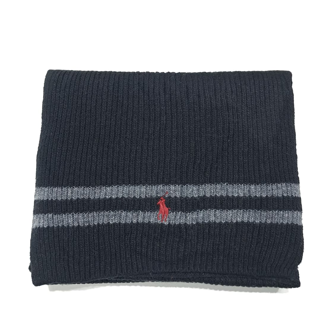 MX643 폴로 램스울혼방 블랙 그레이 투톤 리브드 머플러 목도리 상품이미지7