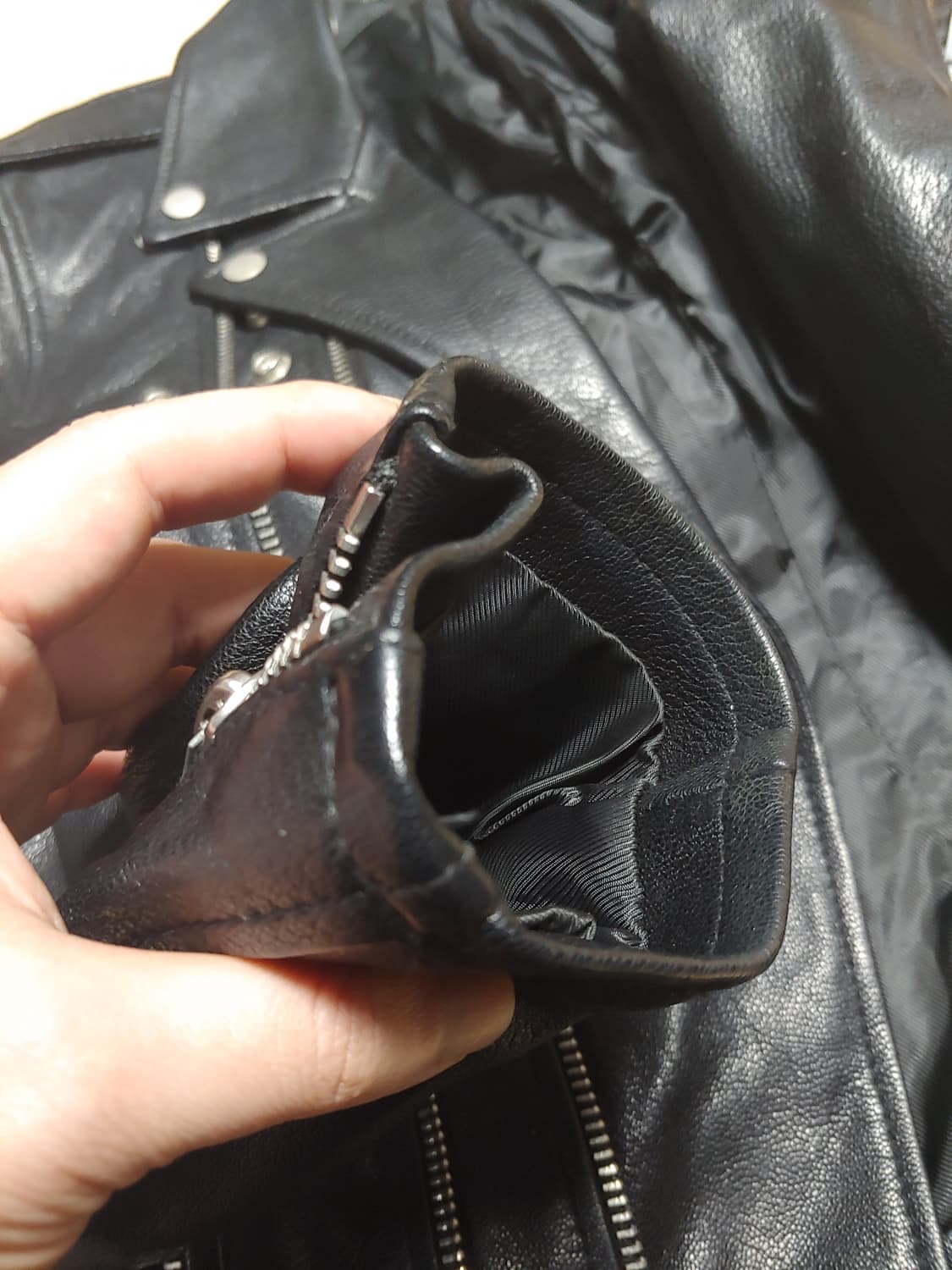 더블지퍼 염소가죽 라이더 자켓 L 상품이미지5