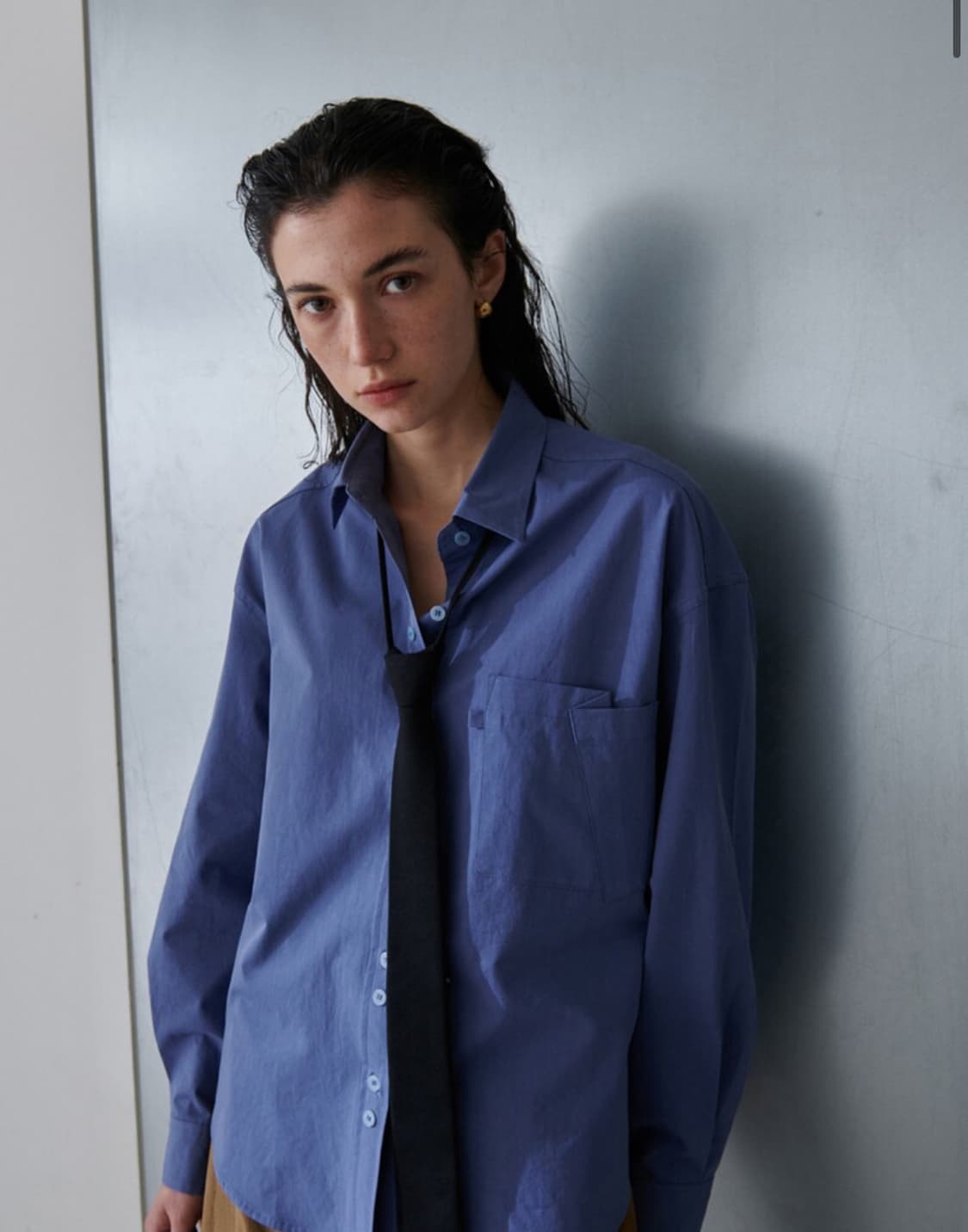 오데스 Ordes 더블 버튼 셔츠 블루 상품이미지1