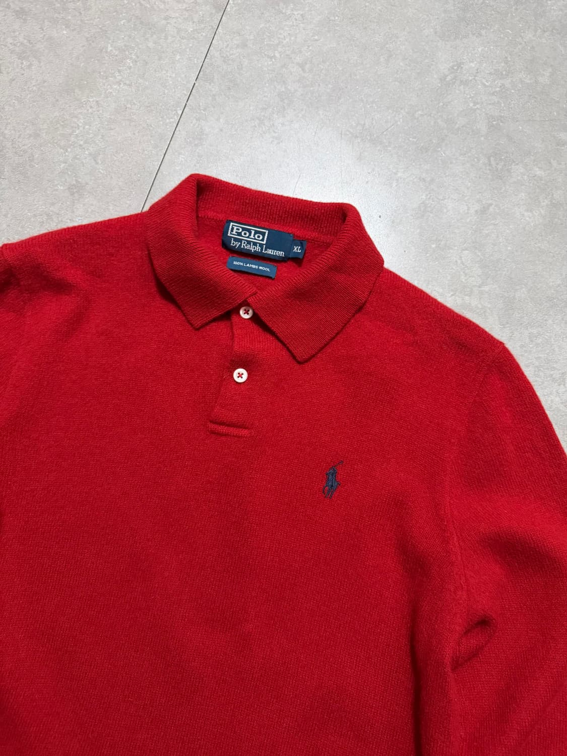 00s 랄프로렌 폴로 레드컬러 빈티지 램스울  카라 니트 셔츠  100s 상품이미지2