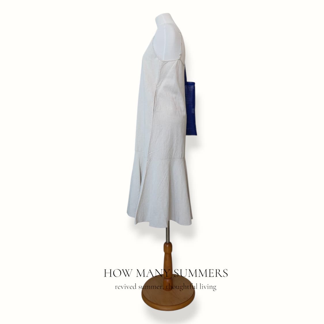 앤트마리 린넨 레이온 롱 원피스 베이지 브이넥 나시 상품이미지2