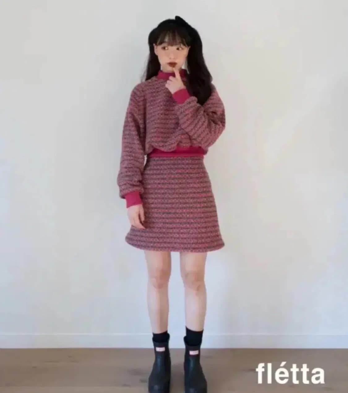 플레따 자카드 핑크 셋업 S 상품이미지1