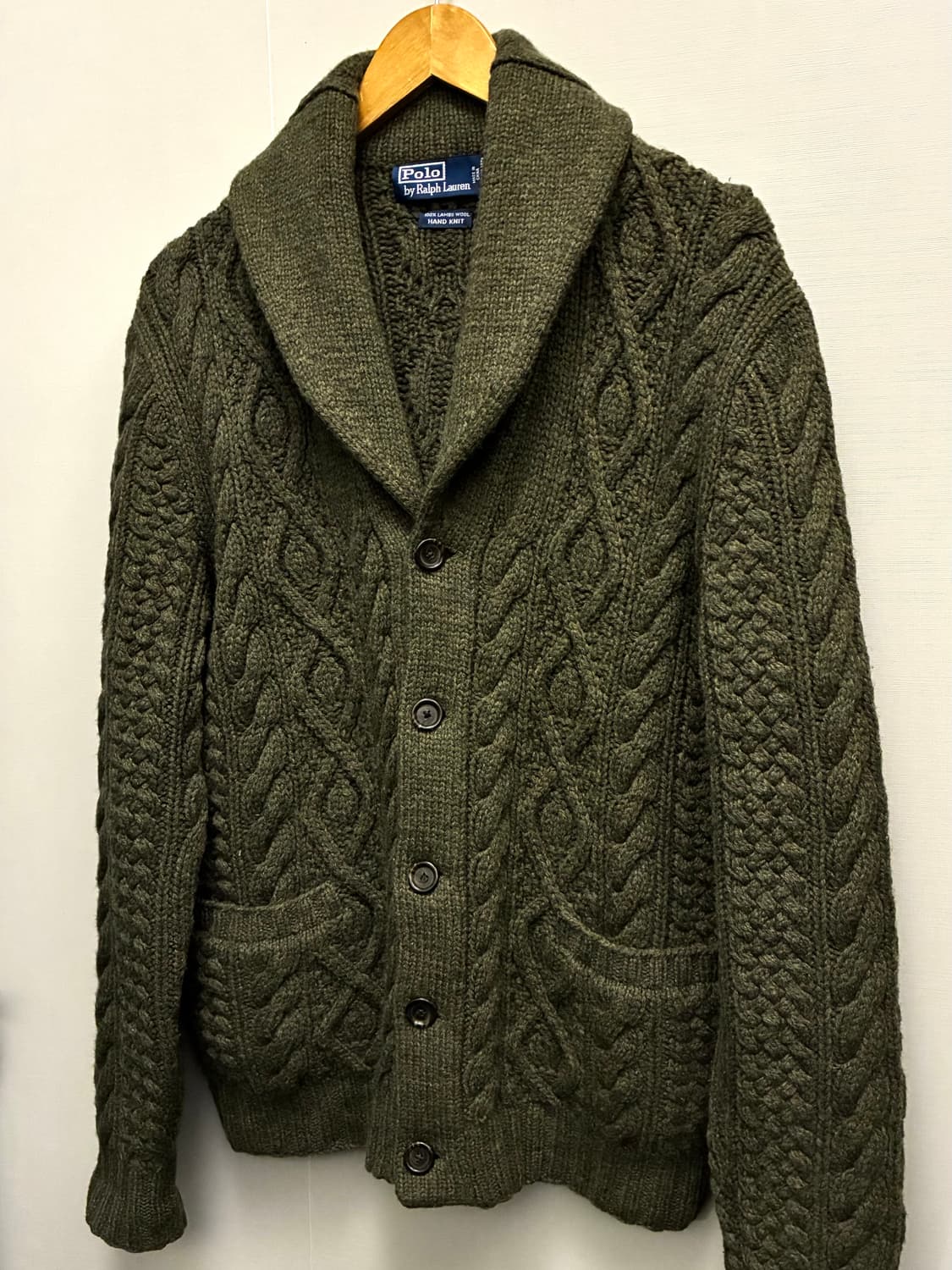 (L)00s 폴로랄프로렌 램스울 케이블 핸드니트 숄카라 가디건 상품이미지2