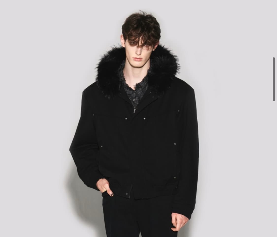 웨슬리 휴스턴 fur hood wool jumper black 상품이미지1