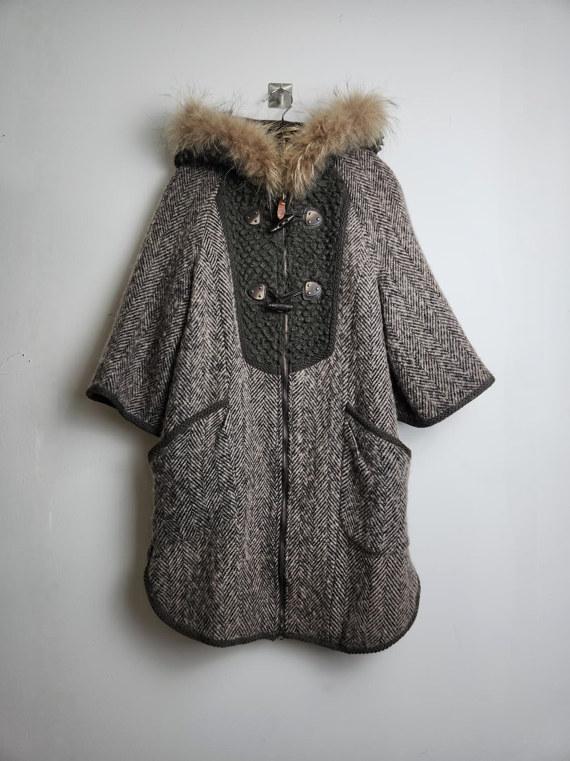 헤링본 라쿤 후드 자켓 상품이미지7