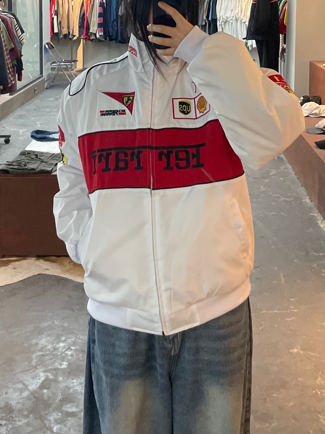 페라리 빈티지 레이싱 화이트 점퍼 H2459 상품이미지1