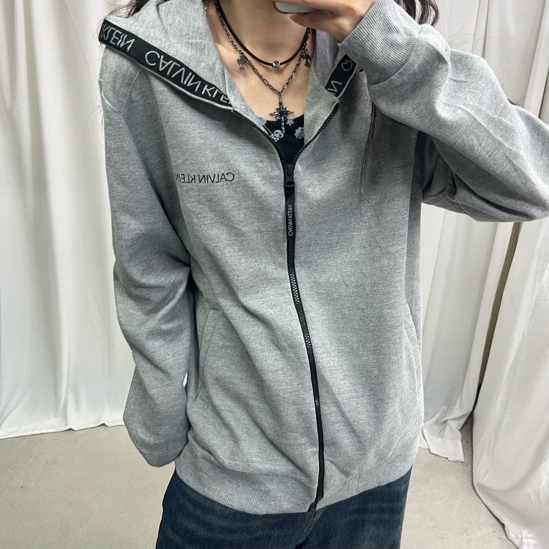 Calvin Klein gray hood zip-up 상품이미지3