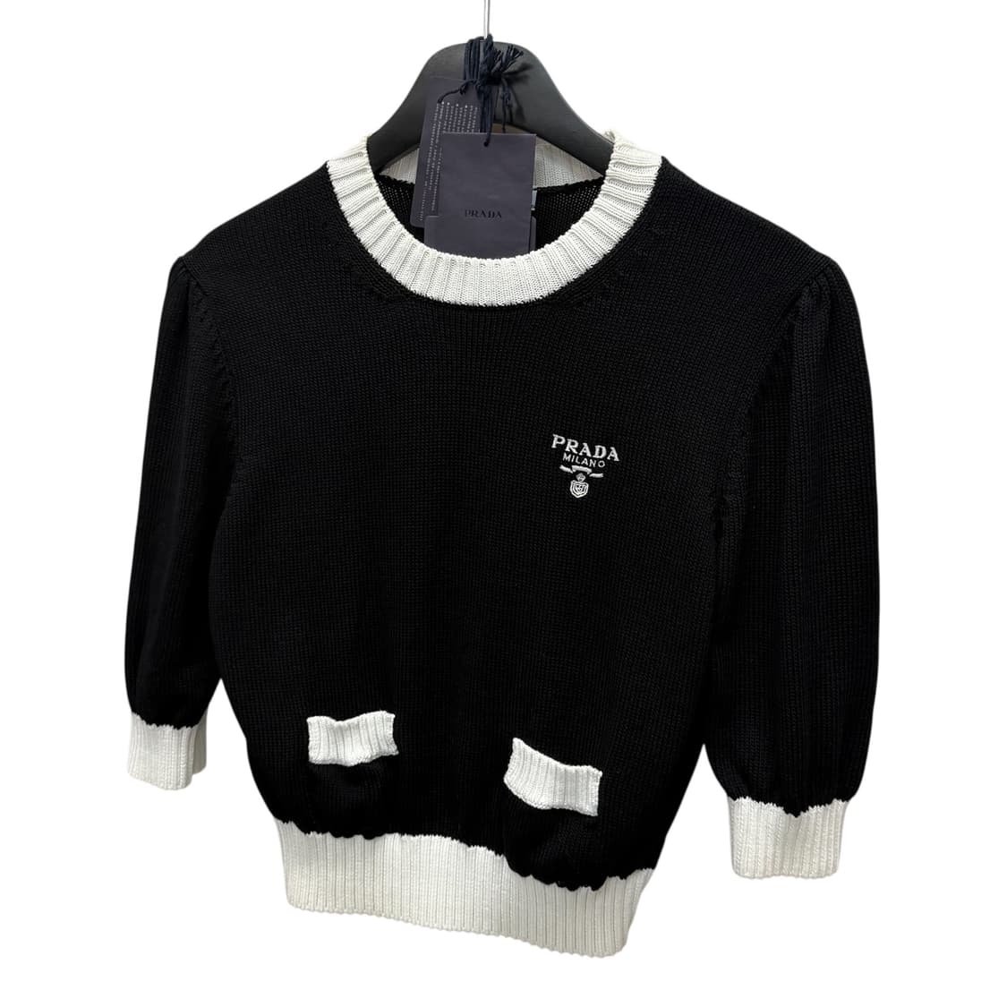 프라다 미니 로고 크롭 코튼 니트 (55)  상품이미지3