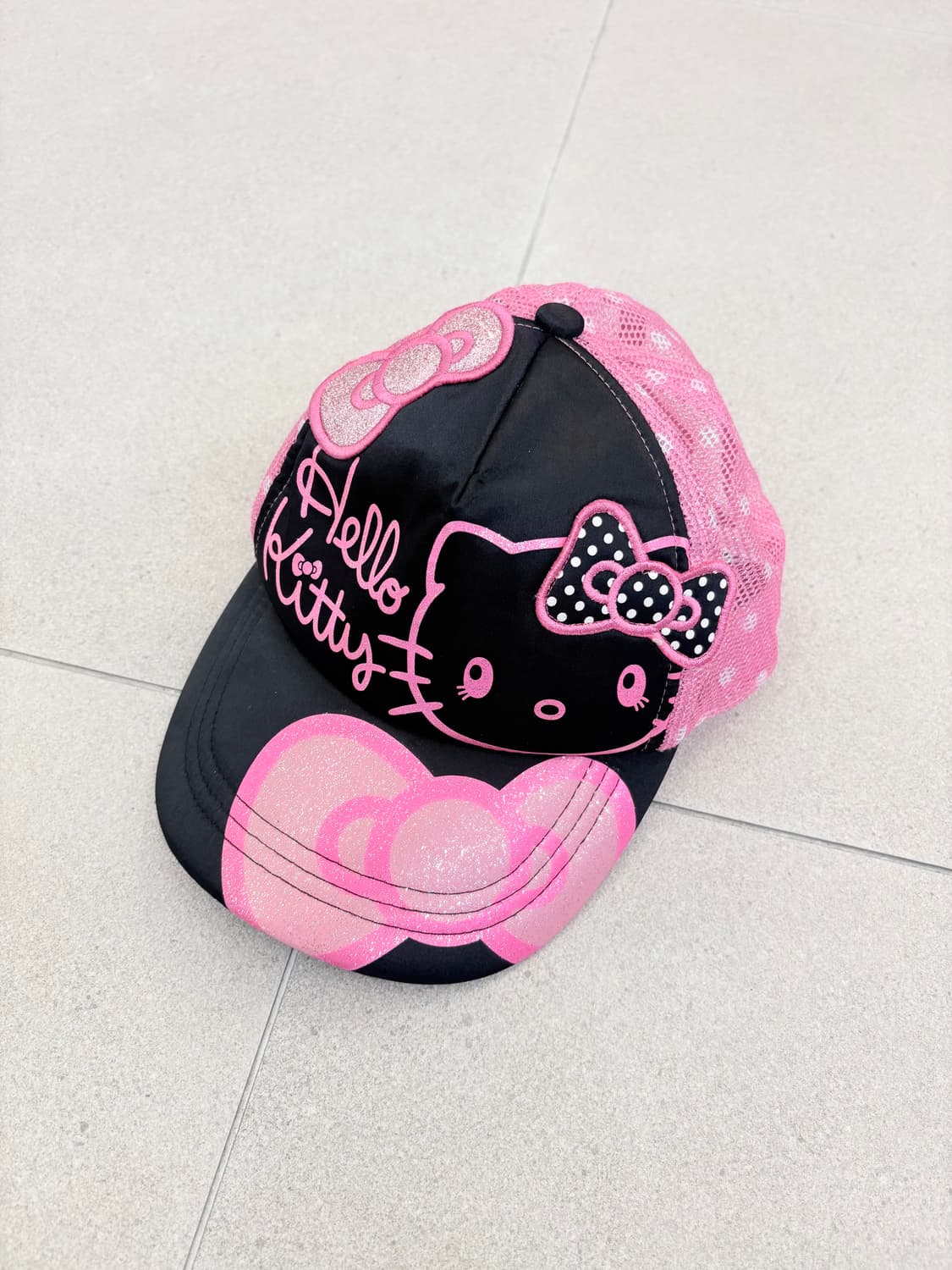 핑크 리본 키티 메쉬캡 상품이미지1