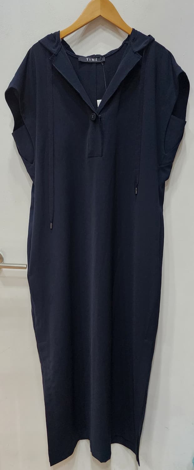 TIME 타임 후드 반팔 원피스 네이비 새제품 이너포함 상품이미지2