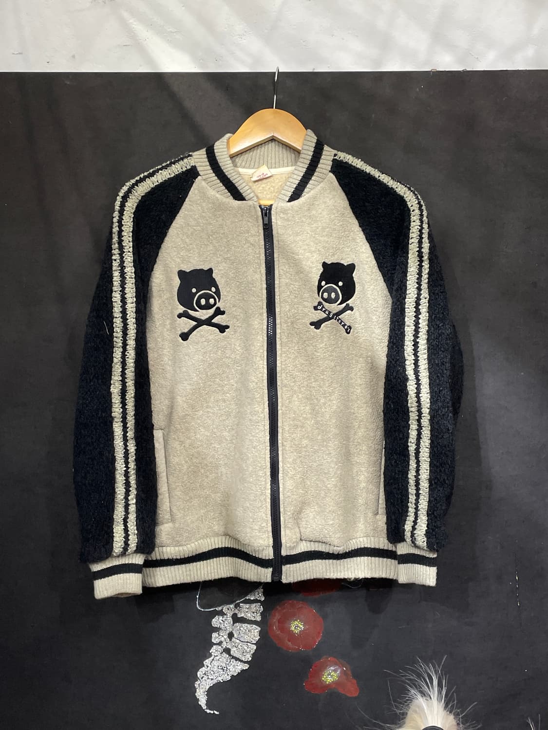 일본빈티지 드럭스스토어 스컬 코위찬 니트 집업 자켓 L 상품이미지7