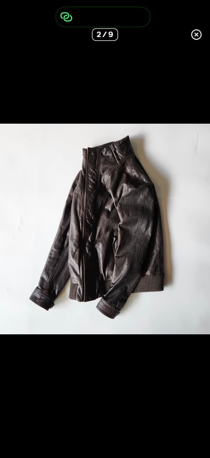 우영미 하이넥 레더자켓 블랙 상품이미지2