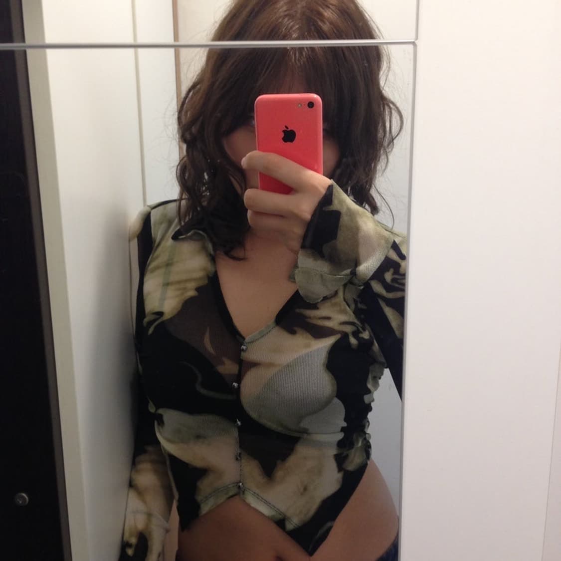 y2k 매쉬 프린팅 탑 상품이미지3