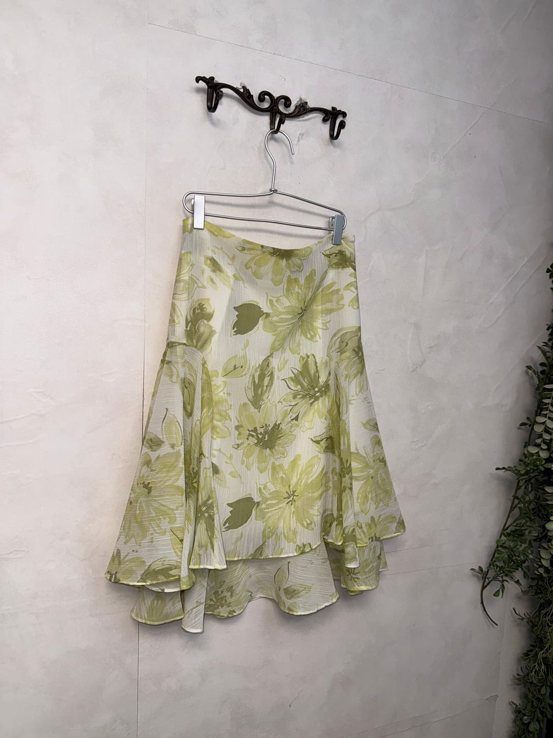 Green floral layered sheer skirt 상품이미지2