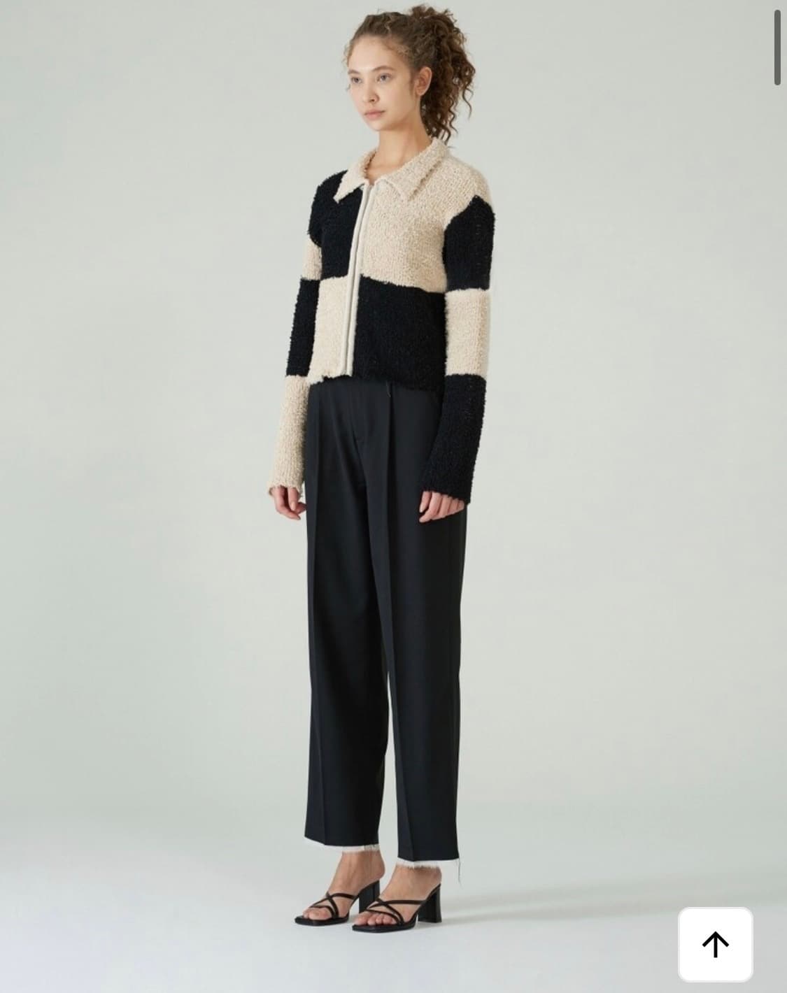 다이애그널 컬러 블록 집업 가디건 상품이미지2