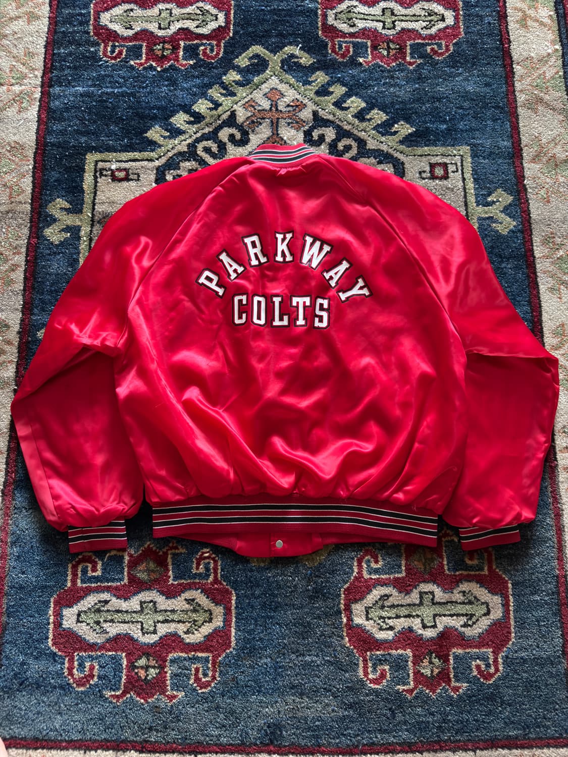 90s USA Chalk Line satin varsity Jacket 상품이미지1
