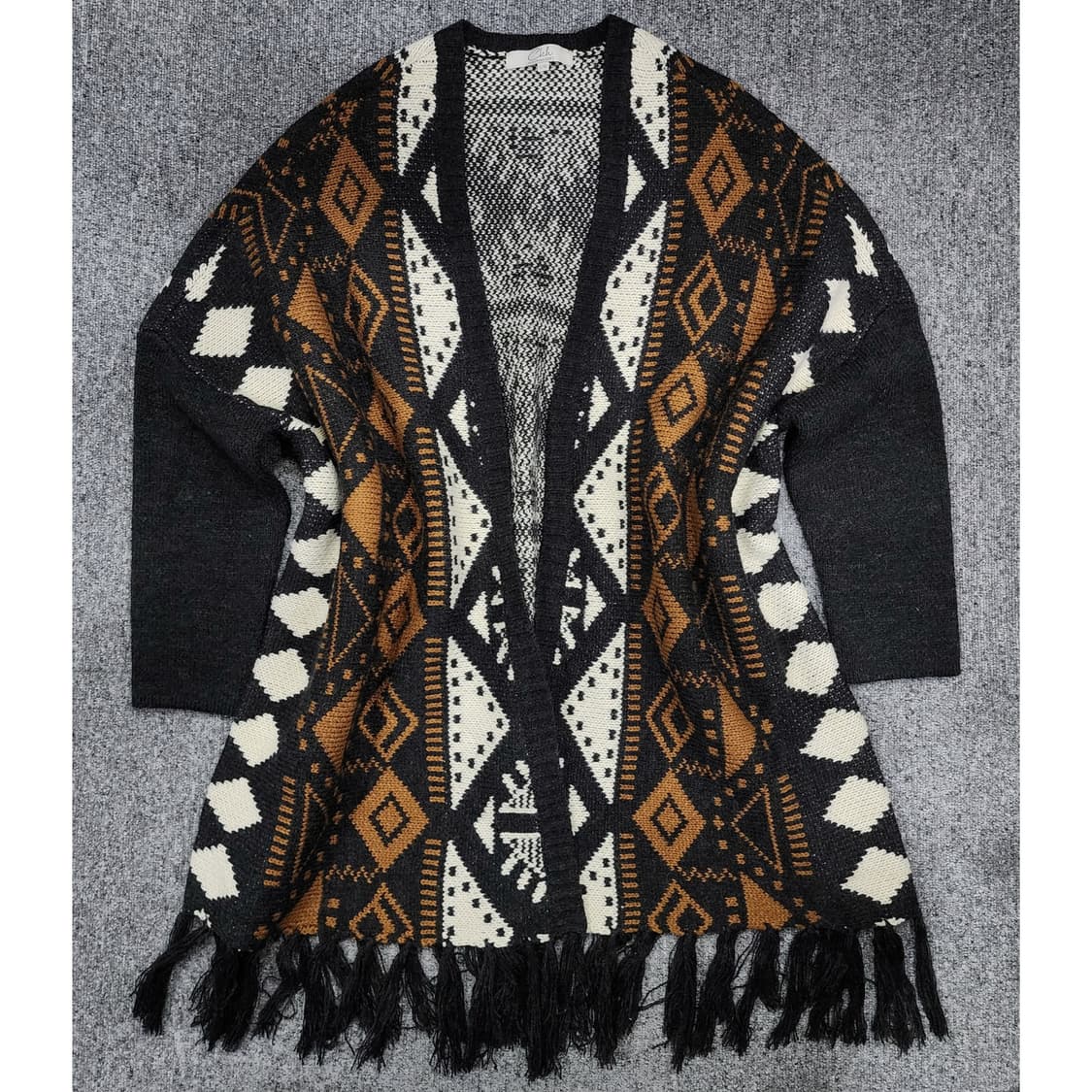 Clockhous 빈티지 패턴 프런지 가디건 S/M 상품이미지1