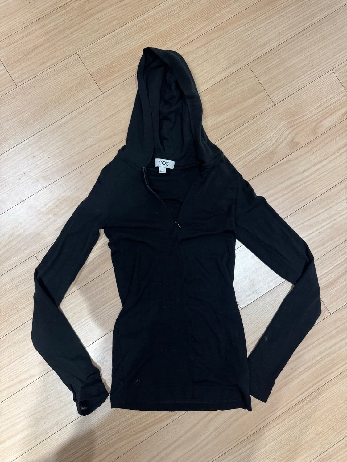 COS 울 100 슬림 후드 티 XS 상품이미지4