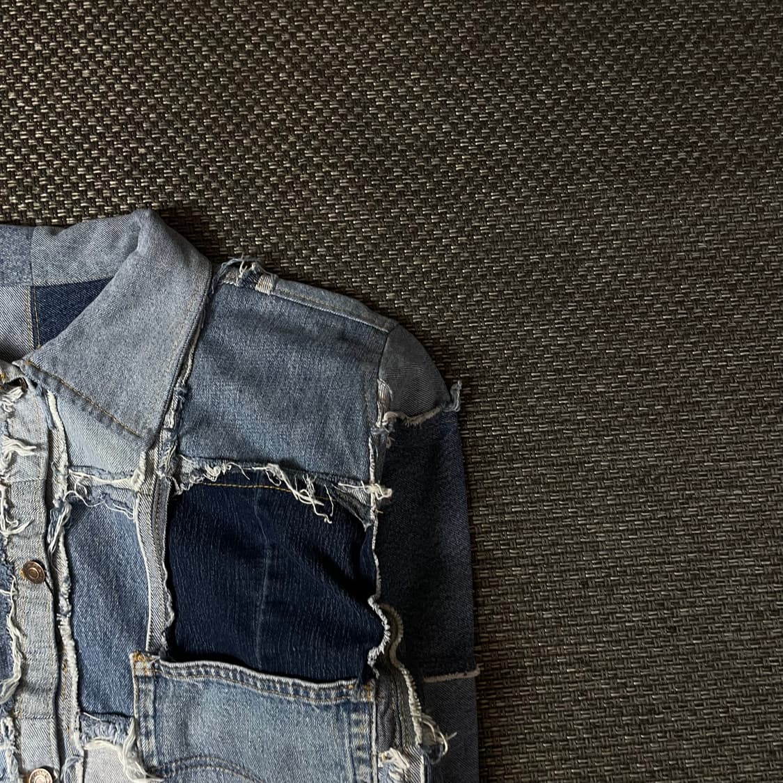 빈티지 데님 리워크 커스텀 카라 자켓 상품이미지3