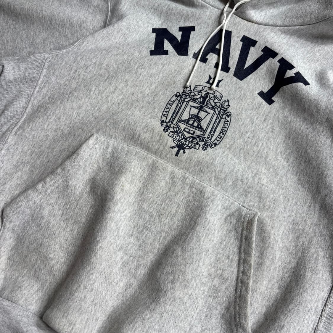 90s USA OG U.S.NAVY 빈티지 리버스위브 후드티 L 상품이미지3