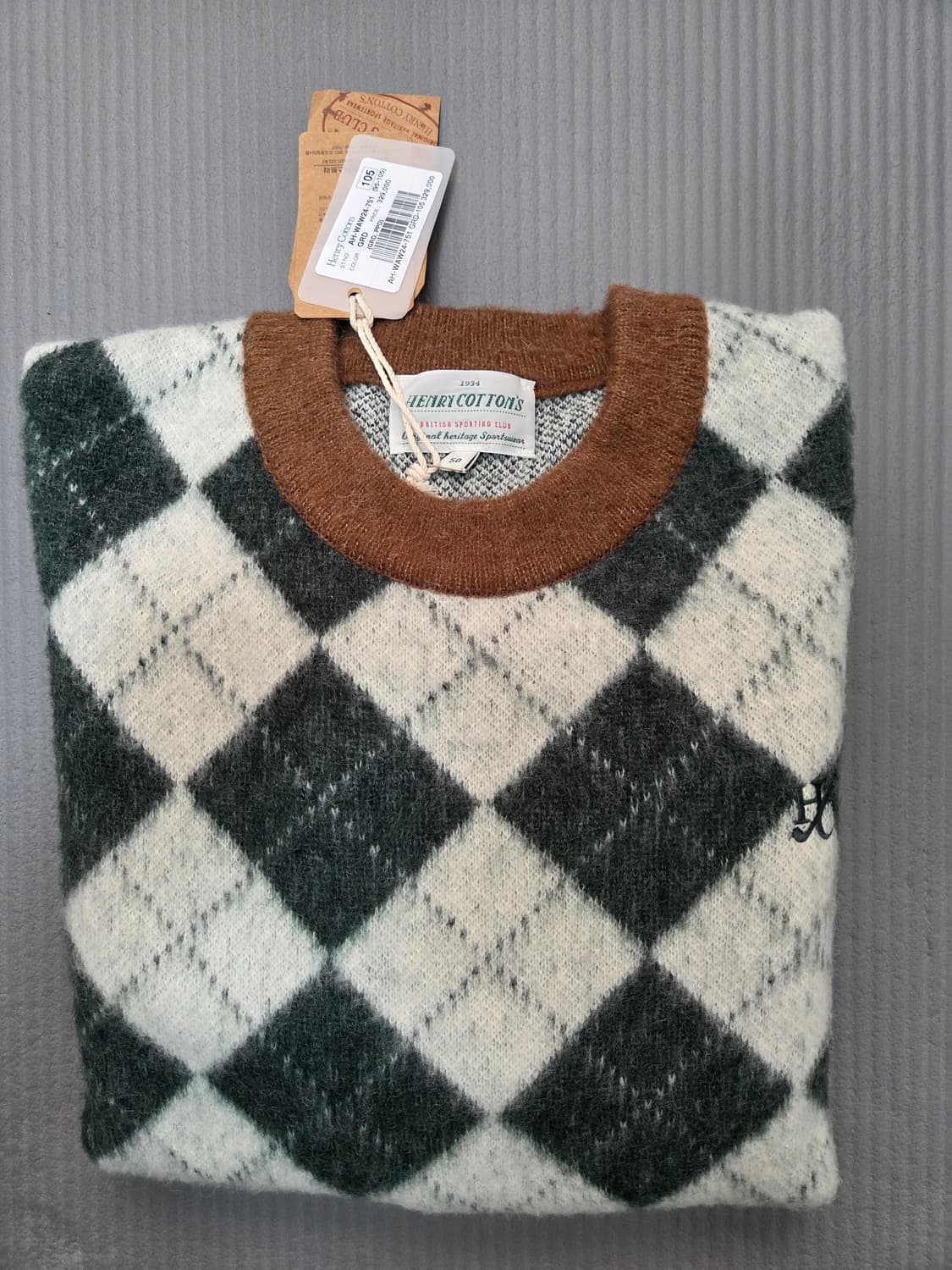 (새상품) 헨리코튼 BSC 아가일니트 다크그린 105사이즈 판매합니다. 상품이미지6