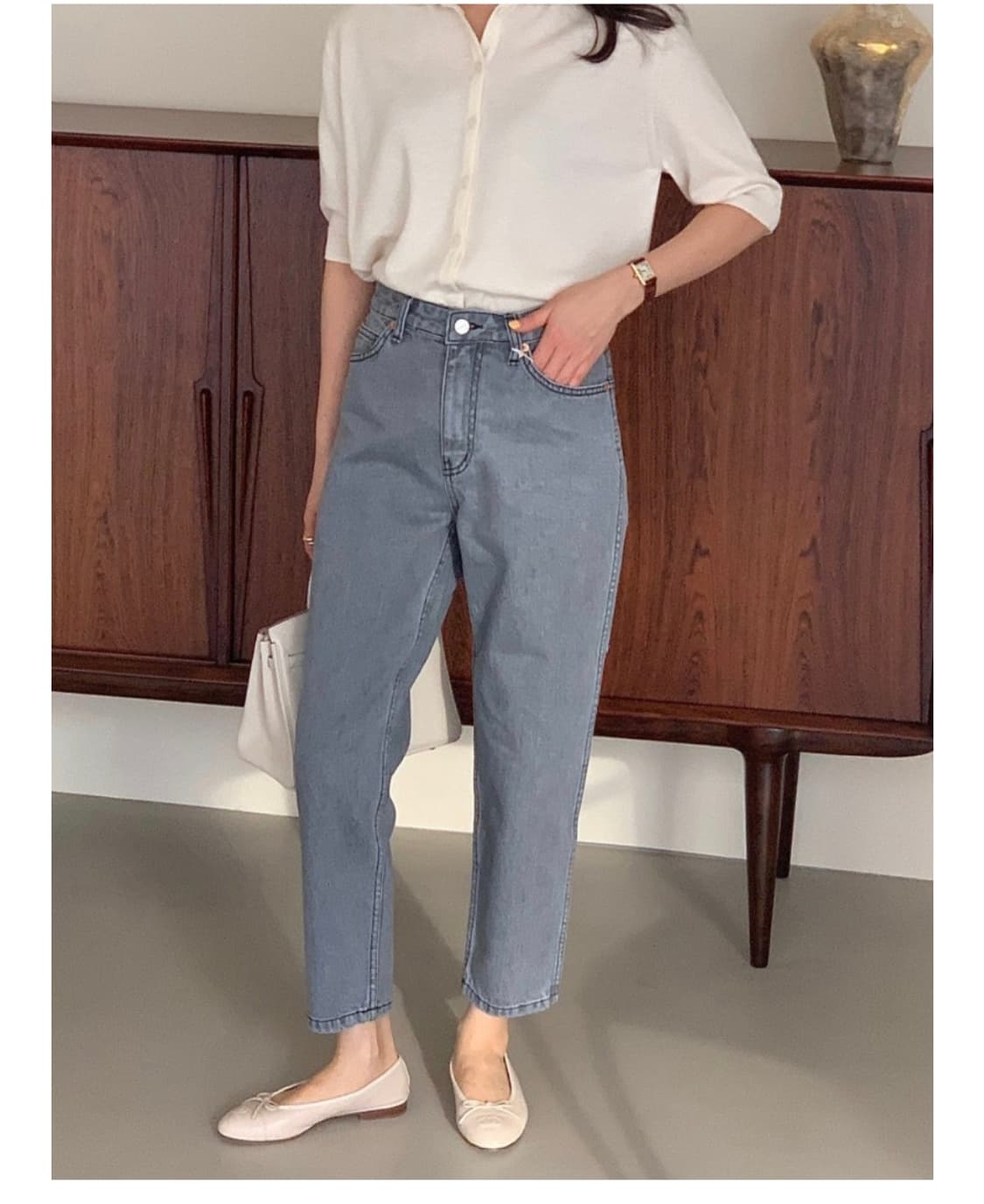 BOWEN 콘밀 데님 그레이 M 상품이미지1