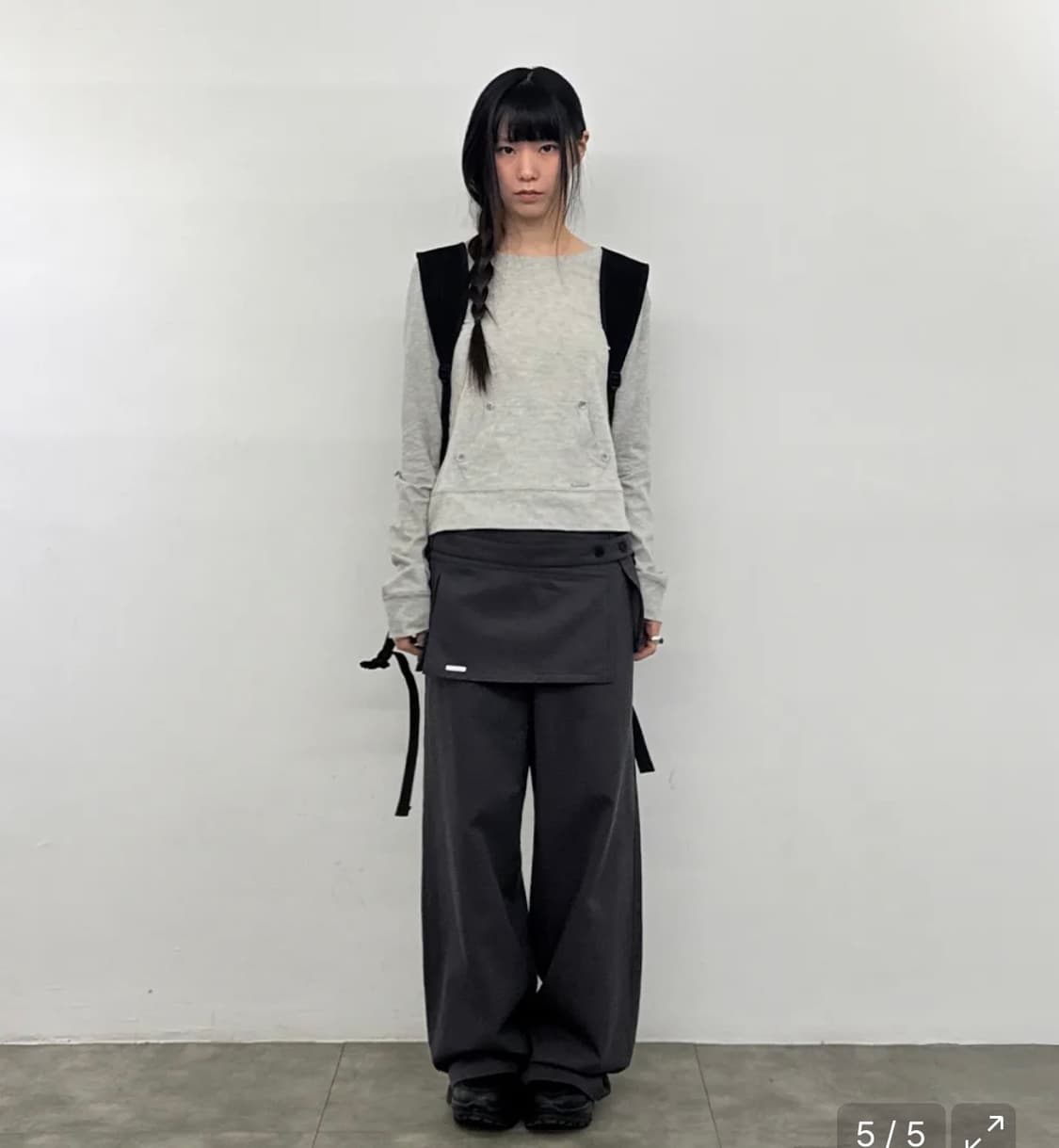 Button tab mini skirt pants set CHARCOAL 상품이미지2