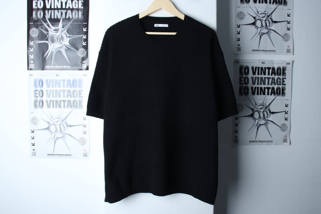 (XL-2XL) 자라 반팔 티셔츠 빅사이즈 니트 골지 블랙-7BB4 상품이미지2