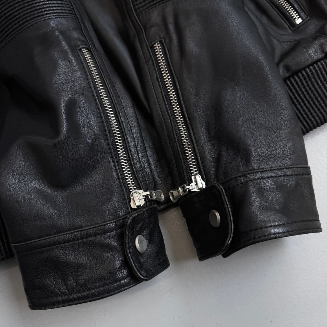 사선 집업 리얼레더 바이커 릭오웬스맛 라이더 램스킨 가죽 자켓 상품이미지7