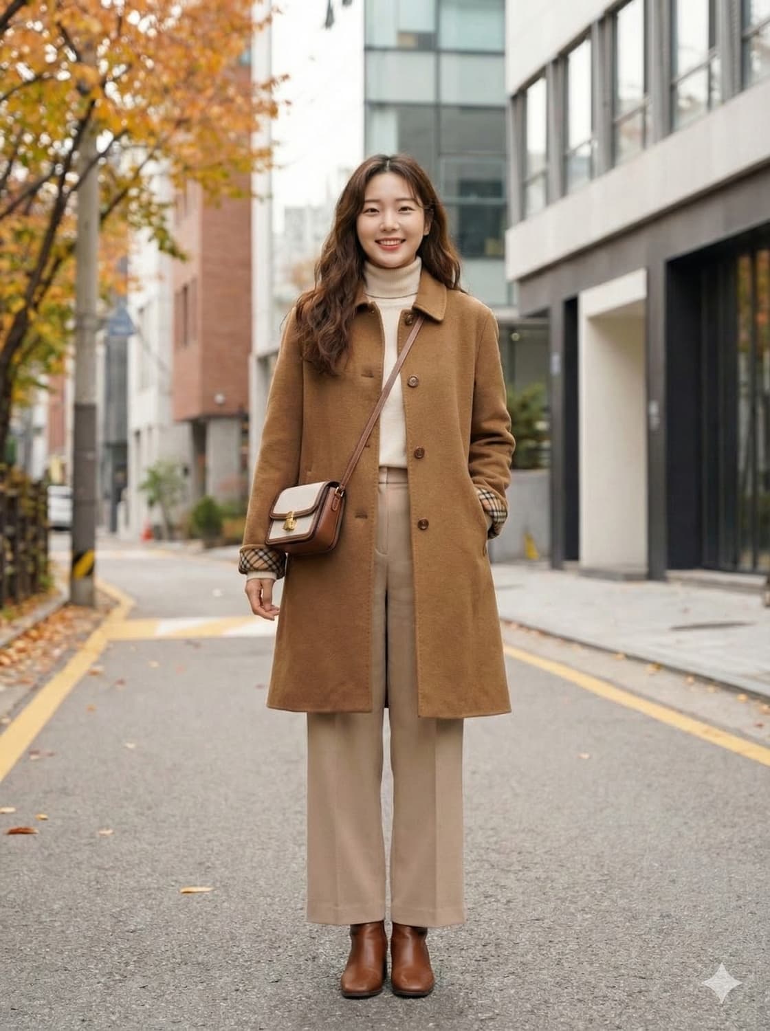 DAKS 닥스 울 100% 시그니처 체크 카멜 코트 상품이미지1