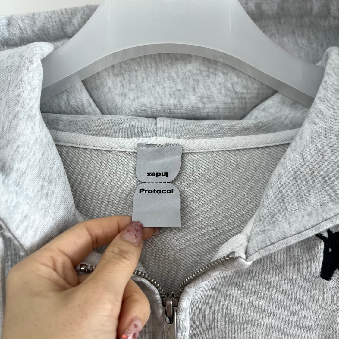 (새상품) 프로토콜 인덱스 버티보어 화이트 멜란지 후드집업 상품이미지8