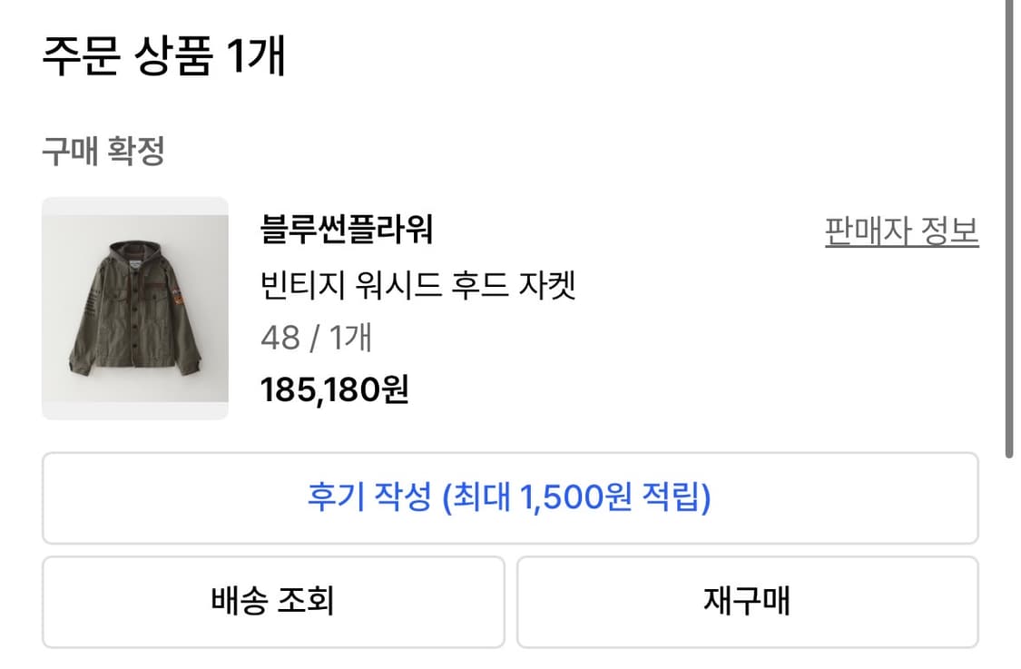 블루썬플라워 빈티지 워시드 후드 자켓 상품이미지2