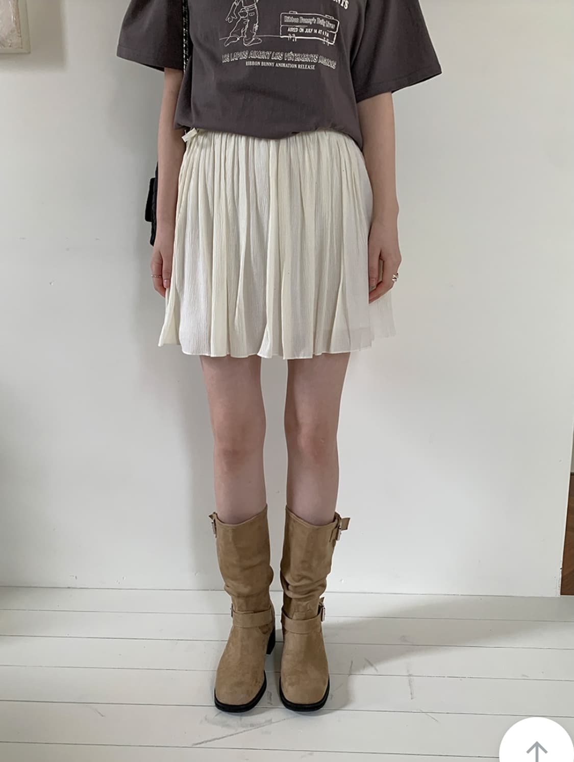 프롬비기닝 버클 셔링 미들 베이지 부츠 상품이미지2