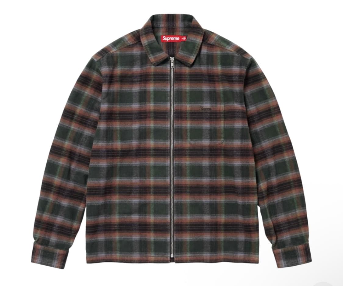 슈프림 쉐도우 플레이드 플란넬 집업 셔츠 그린 - 24SS L 라지 상품이미지1