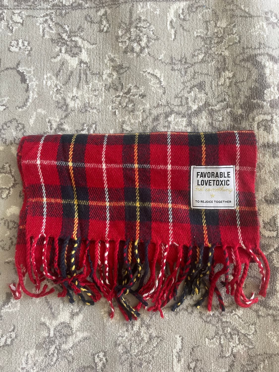 모리걸 빈티지 레드 체크 머플러 ♥️🖤 상품이미지1