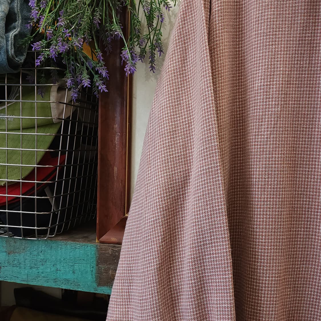 60s 프랑스 워크셔츠 가드너 빈티지 셔츠 잔체크 롱 튜닉 셔츠 L 상품이미지8