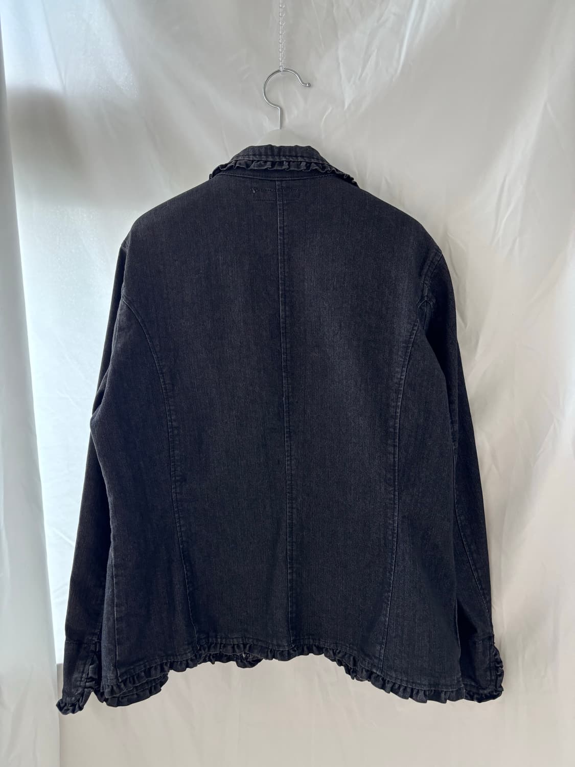 ruffle black denim jacket 상품이미지2