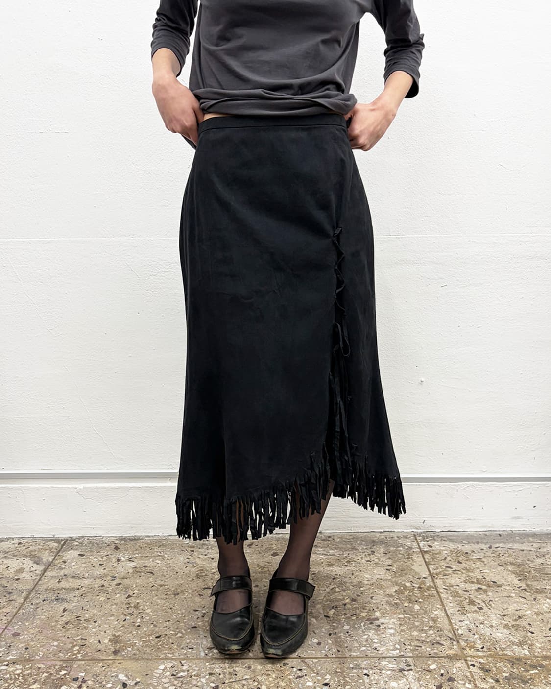 빈티지 프린지 디테일 스커트 상품이미지1