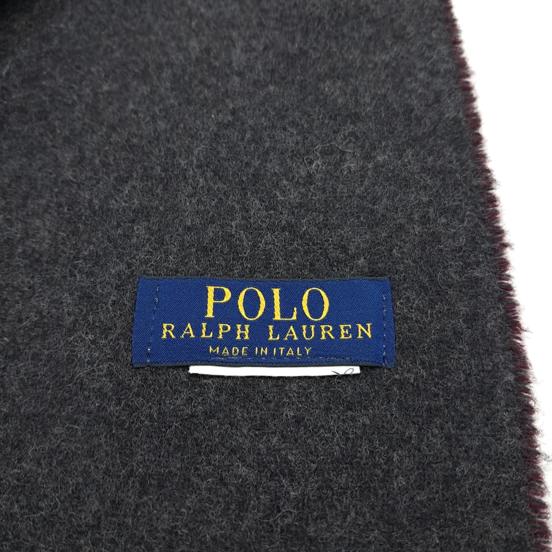 MX262 폴로 랄프로렌 버건디 그레이 양면 램스울 목도리 머플러 상품이미지5