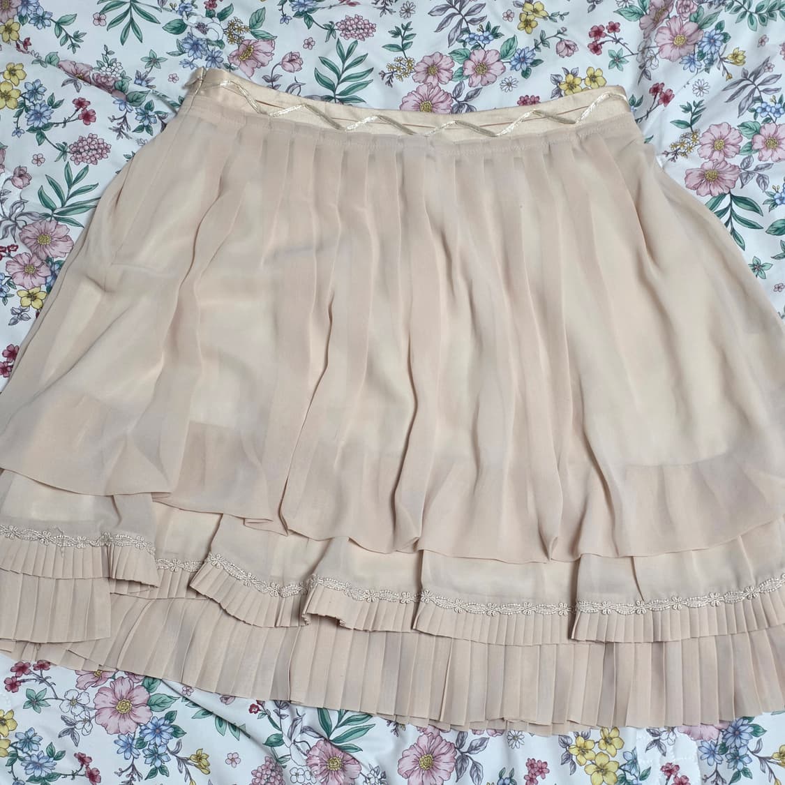 romantic soup)빈티지 아이보리 쉬폰 플리츠 로맨틱 캉캉스커트 상품이미지2