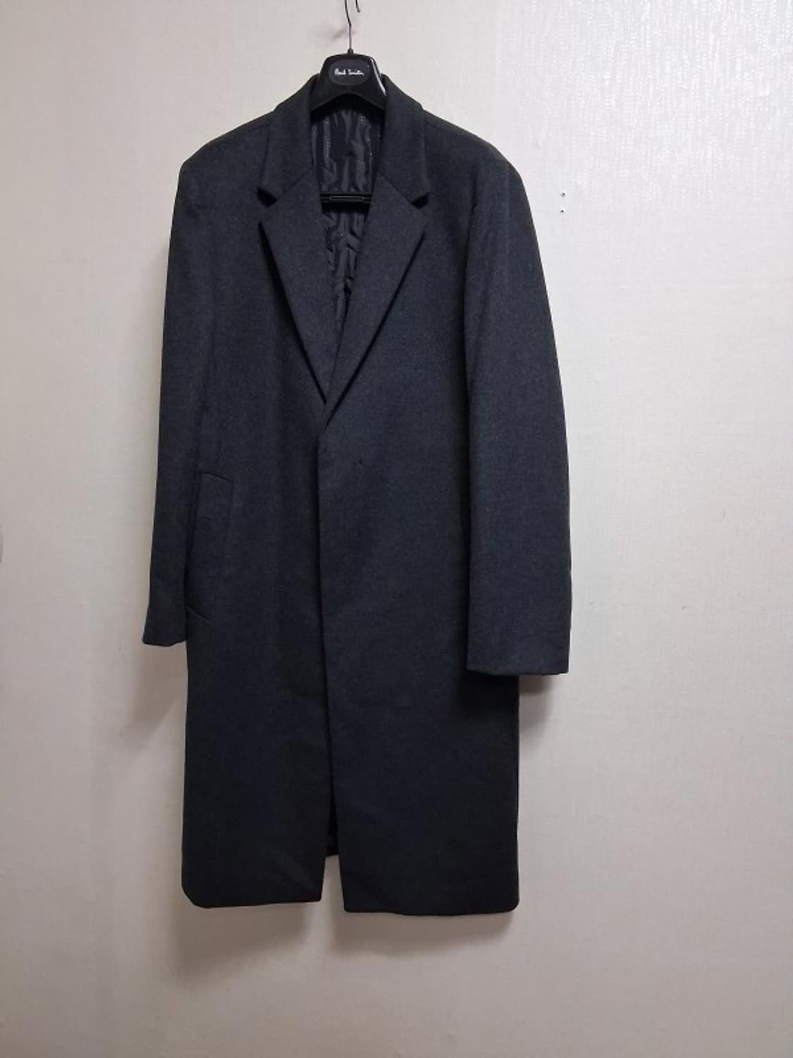 GARNET캐시미어20% 순모모직롱코트 진회색 누빔안감 두터운 110 상품이미지1